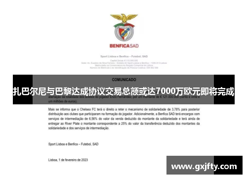 扎巴尔尼与巴黎达成协议交易总额或达7000万欧元即将完成 扎巴尔尼与巴黎达成协议交易总额或达7000万欧元即将完成